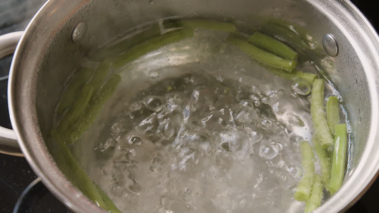 Boiling Green Beans in a Pot