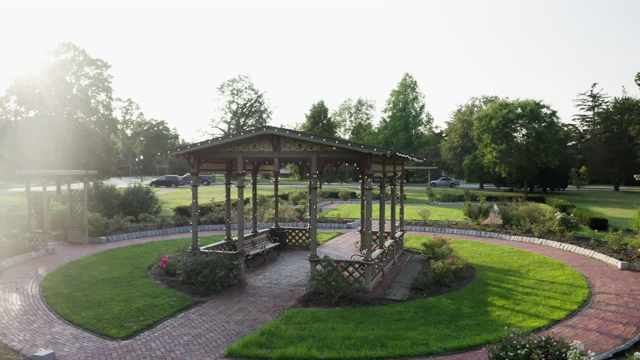 Kreisförmige Nahaufnahme des Rosengartens im Roger Williams Park.