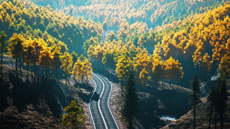 beautiful landscape of a golden yellow and green forest