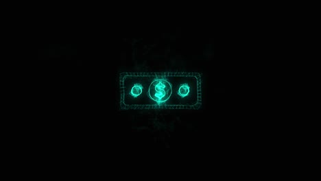 banknote dollar icon with plexus effect. connected lines with dots. lines plexus