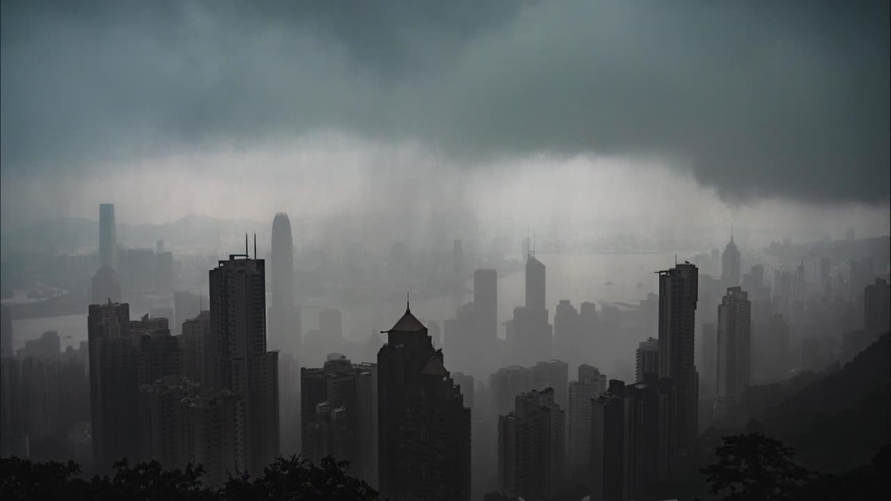 홍콩의 폭풍우 저속 촬영