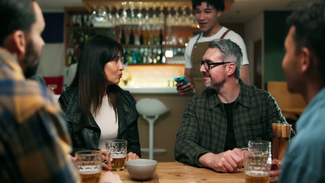 Friends Enjoying Time Together at a Restaurant