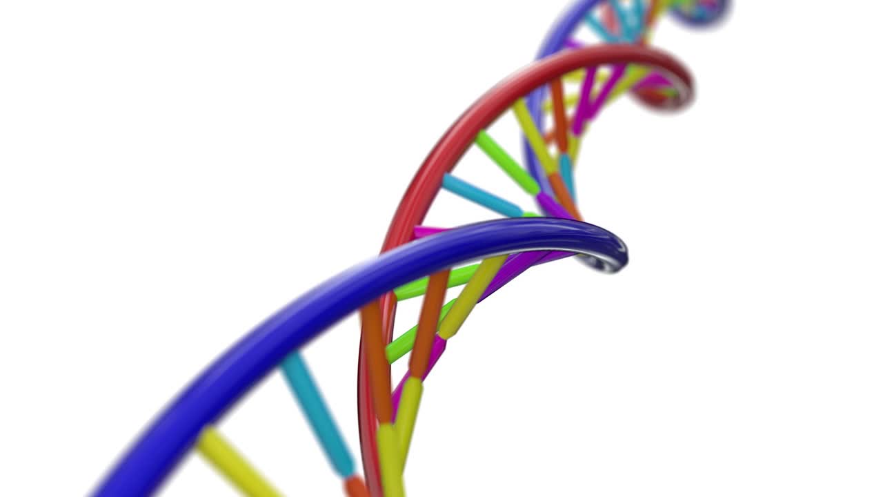 adn giratorio rna doble hélice ciencia lenta microscopio electrónico de primer plano dof 4k