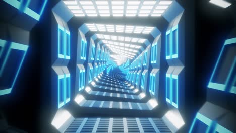 flying through glowing spinning neon squares creating a tunnel, blue red pink violet spectrum, fluorescent ultraviolet light, modern colorful lighting, 4k loop animation