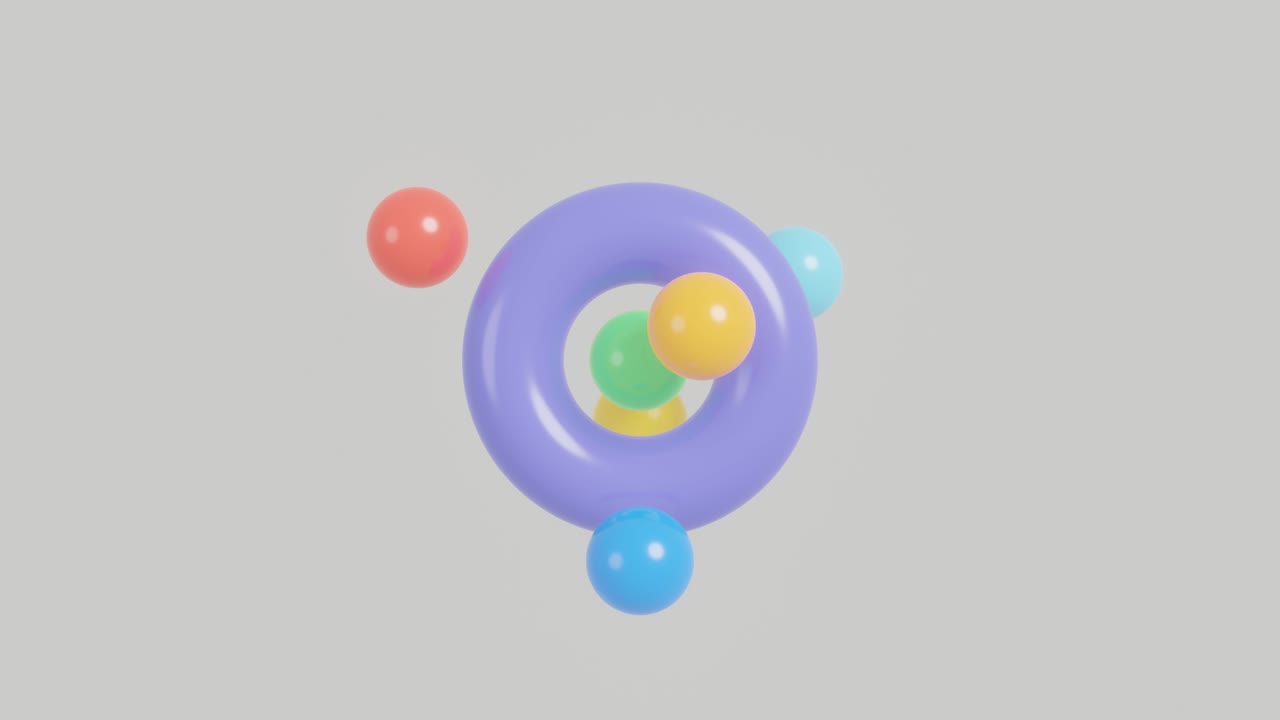 색 바탕에 다채로운 기하학적 요소, 원활한 루프, 3d 렌더링, 추상 애니메이션