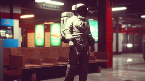 astronaut at underground metro subway