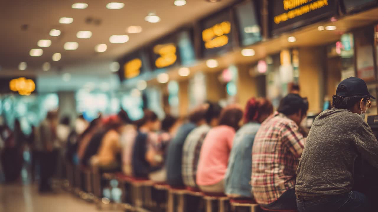 A Bustling Scene of People Waiting in Line at an Indoor Venue, Capturing a Moment of Anticipation and Social Interaction Within a Communal Space