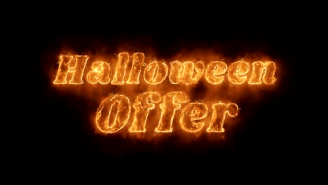 palabra de venta de halloween animada caliente que quema el bucle de llamas de fuego realista.