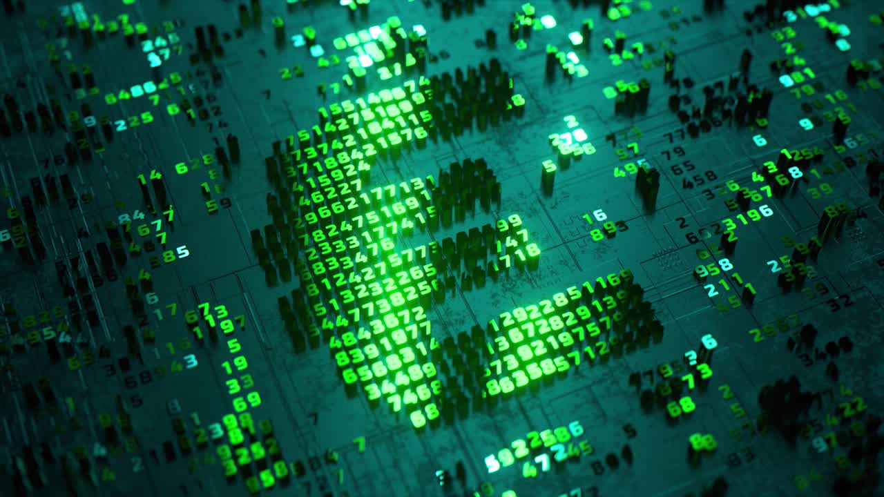 placa de circuito futurista abstracta con números brillantes