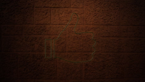 pulgares hacia arriba signo de neón en la pared de ladrillo 4k