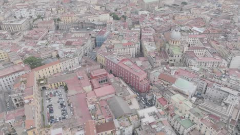 aerial flyover of downtown naples, italy.