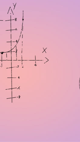 Animation-of-hand-written-mathematical-formulae-over-pink-background