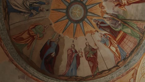 interior detail of a small church called sant'anna in gressoney la trinitè, in italy, near the monte rosa