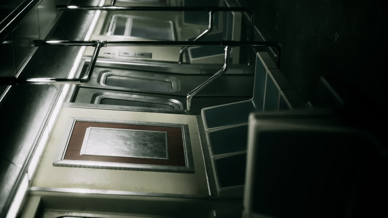 시카고 시내의 수직 빈 금속 지하철 열차