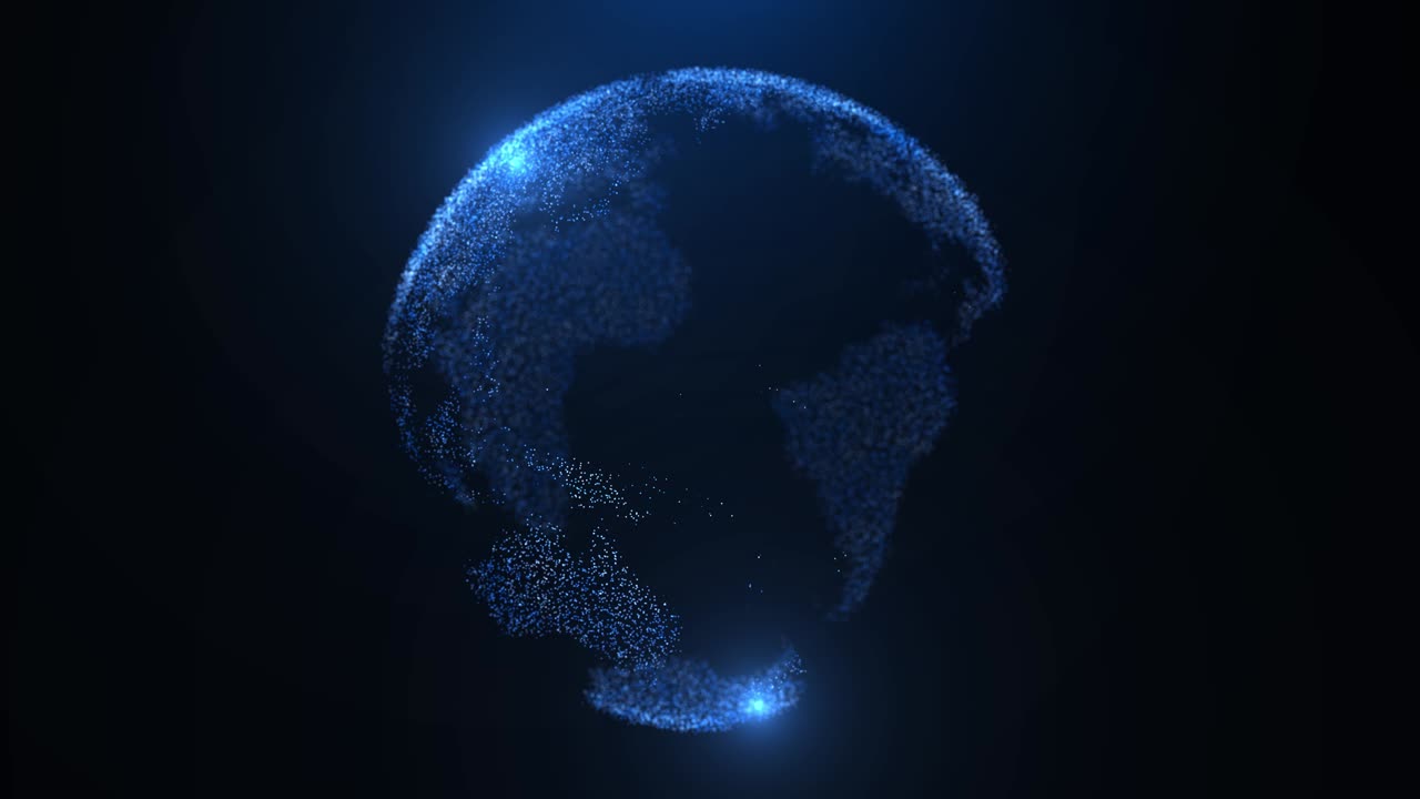 3d 4K Loop Abstract globe Glows Particles and plexus structure Animation