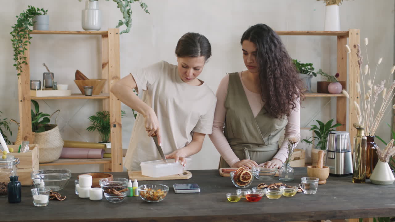 Two Women Making DIY Soap