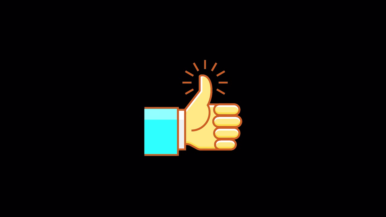 Animated Thumbs Up Icon on Black Background