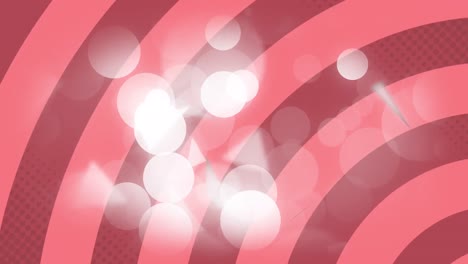 animación de puntos de luz sobre un fondo de rayas rojas con patrones