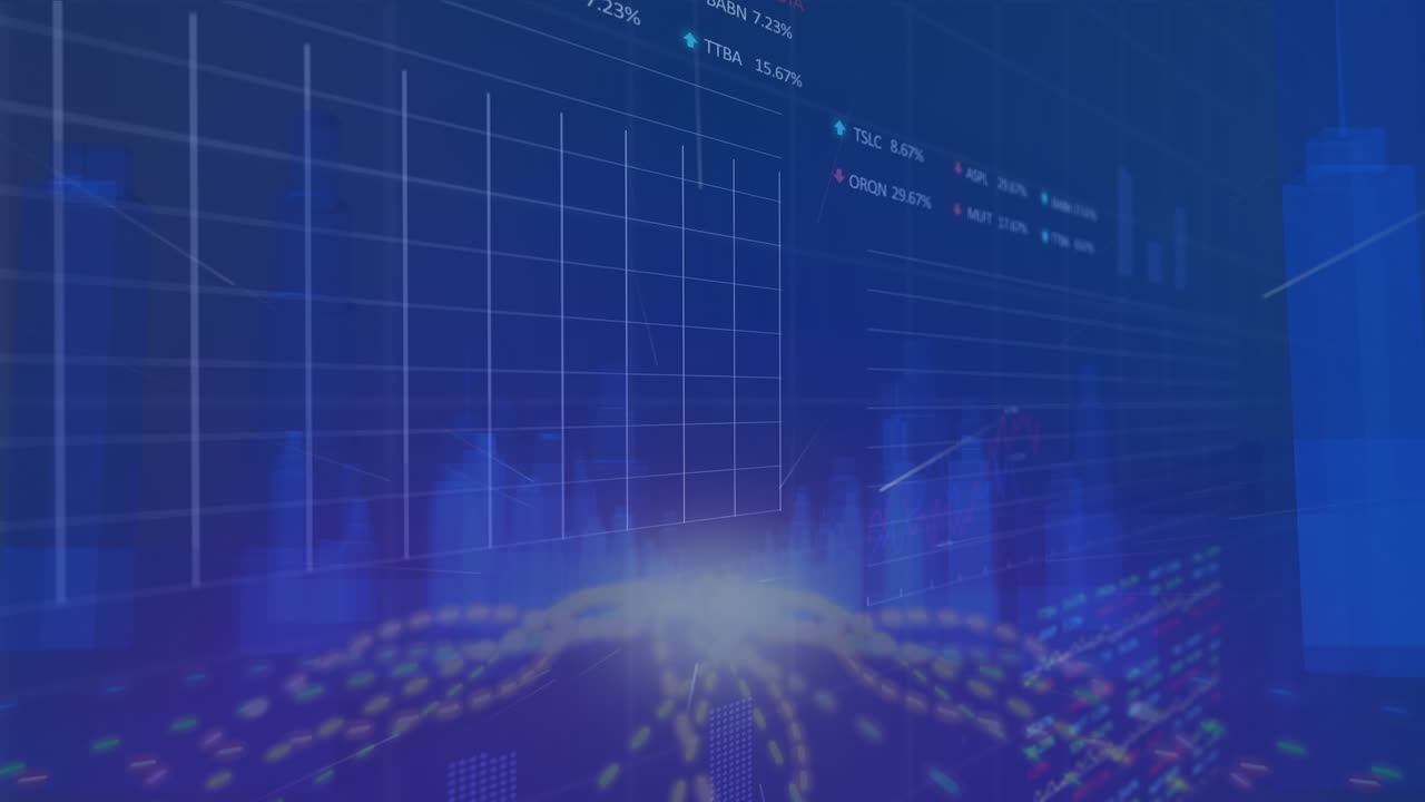 画面上の統計とデータ処理のアニメーション