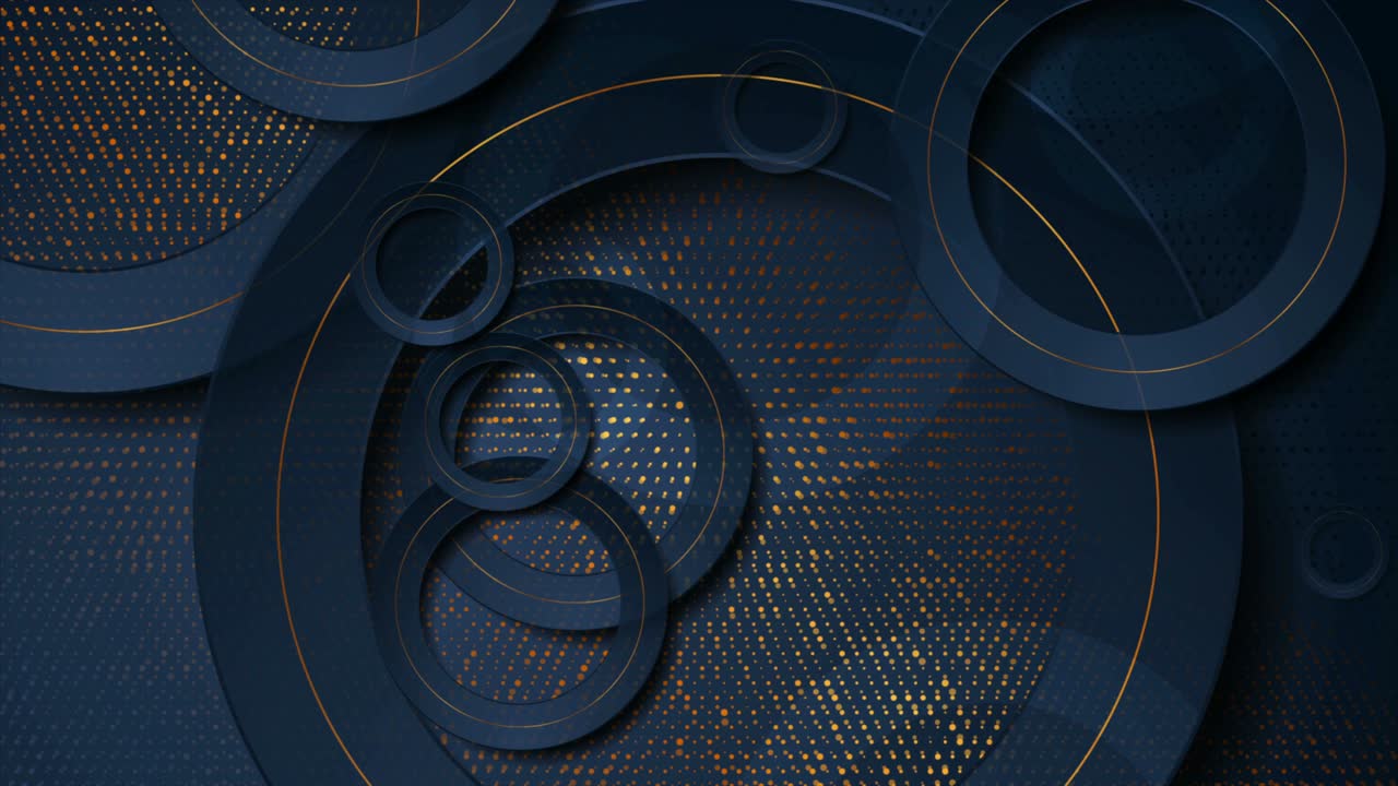 fondo de movimiento geométrico brillante con círculos y puntos dorados