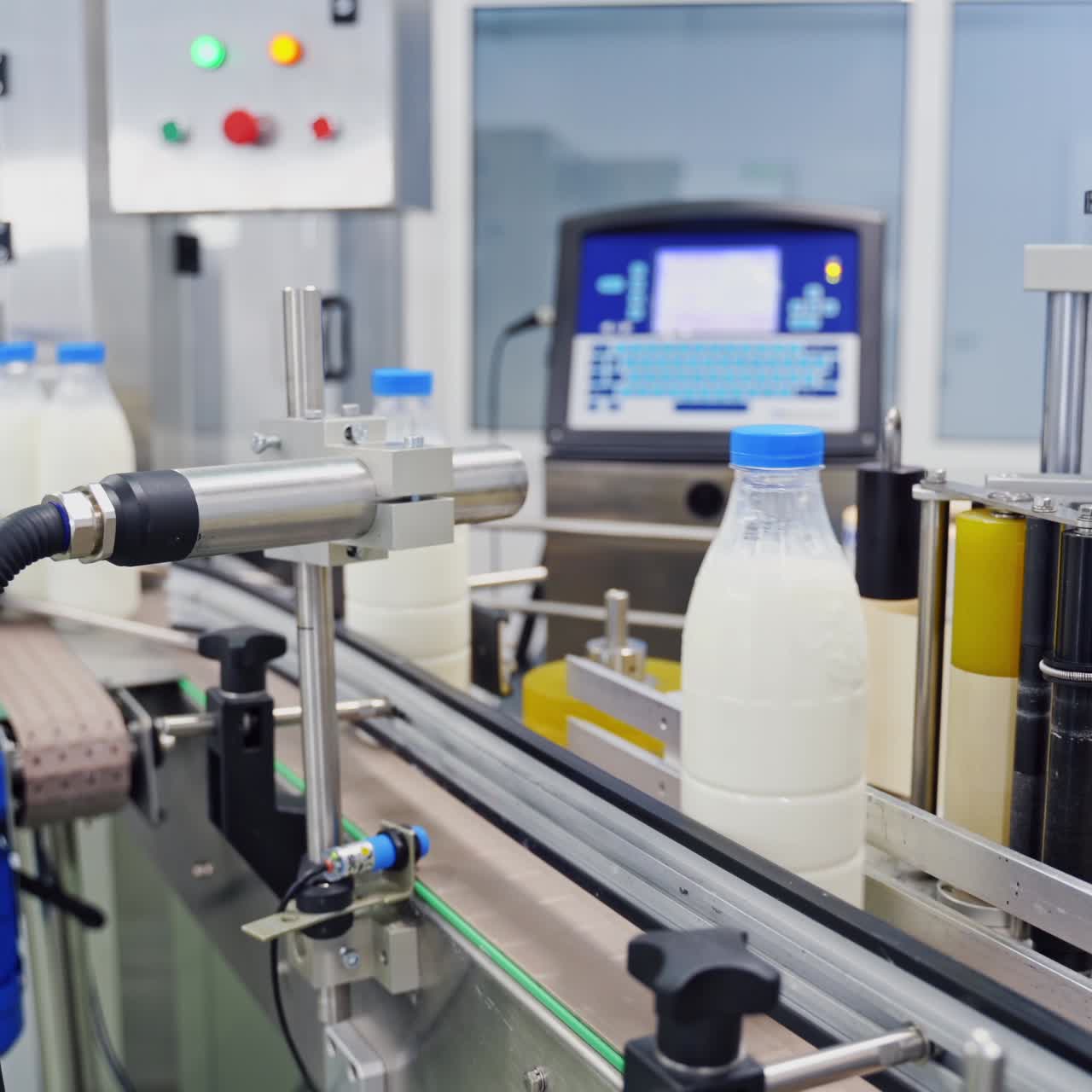 ?onveyor with milk bottles