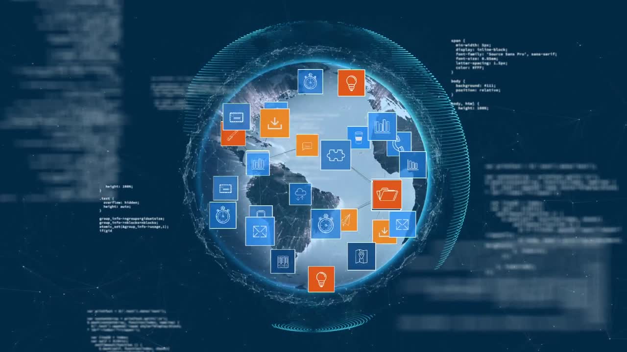 iconos de globos y aplicaciones digitales