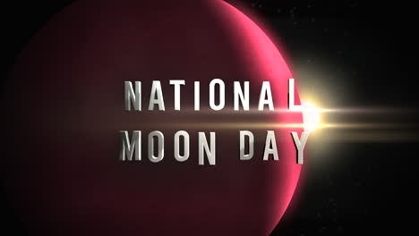 Día-Nacional-De-La-Luna-Con-Planeta-Rojo-Y-Luz-De-Estrellas-En-Galaxia-Oscura