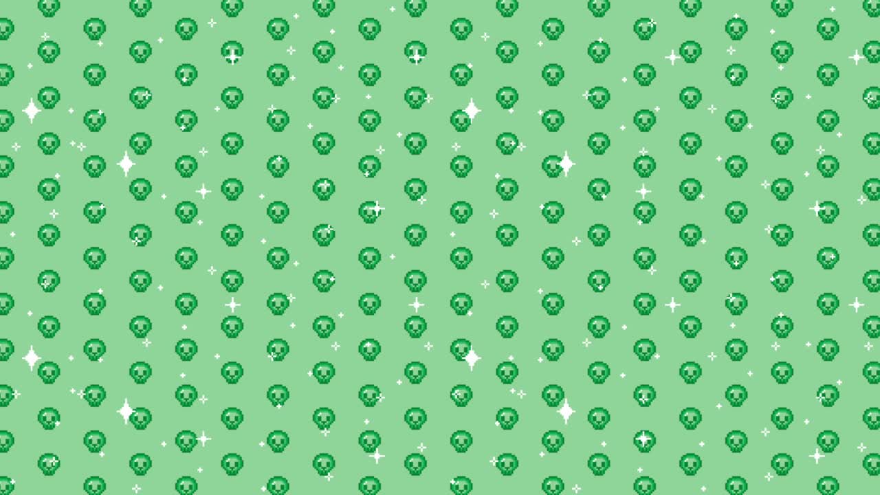 Green pixel art skull pattern