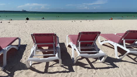 view of chairs in progreso beach mexico