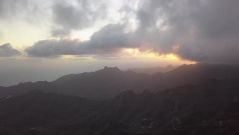 aerial footage from a sunset in the anaga mountains