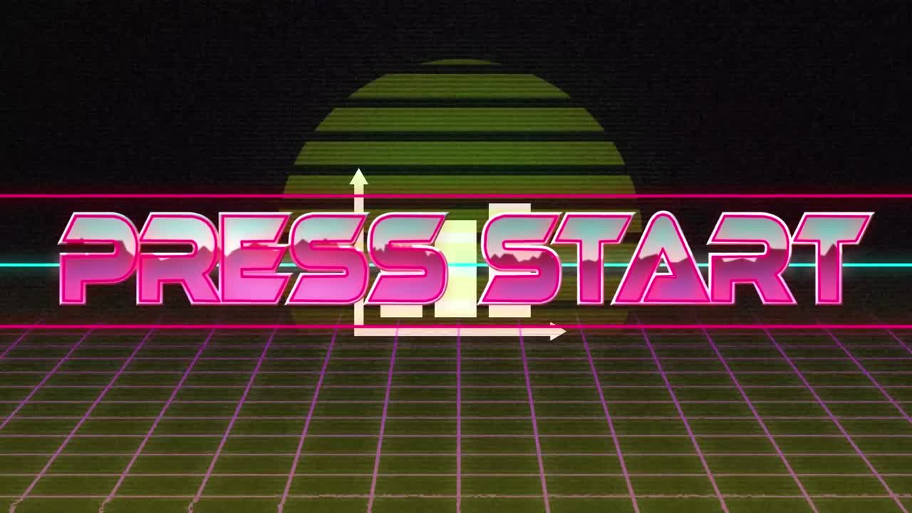 디지털 추상 공간에서 프레스 시작과 그래프의 애니메이션