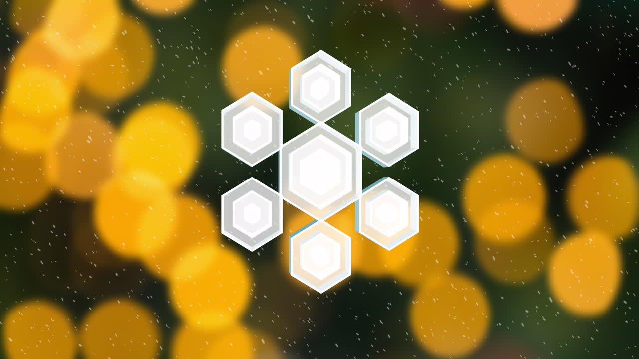 animación de decoraciones navideñas de copos de nieve sobre un fondo verde