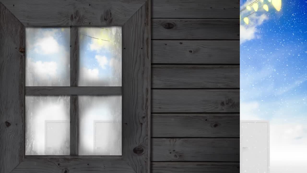 하늘과 구름 배경 위의 크리스마스 장식의 애니메이션