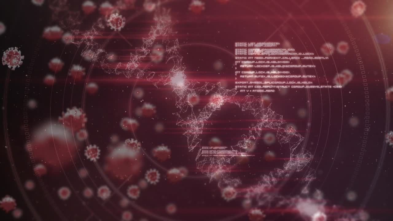 Animation of dna strand over virus cells