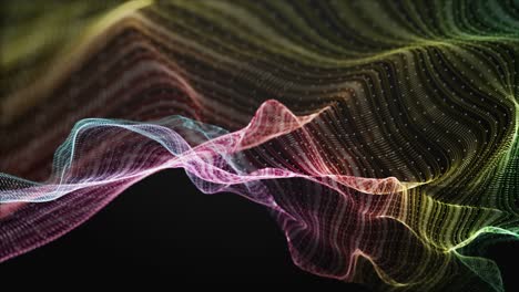 animación futurista con objeto de onda de partículas en cámara lenta, 4096x2304 bucle 4k