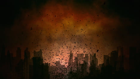 Dark-City-Visions:-Futuristic-Motion-Amidst-Flying-Debris