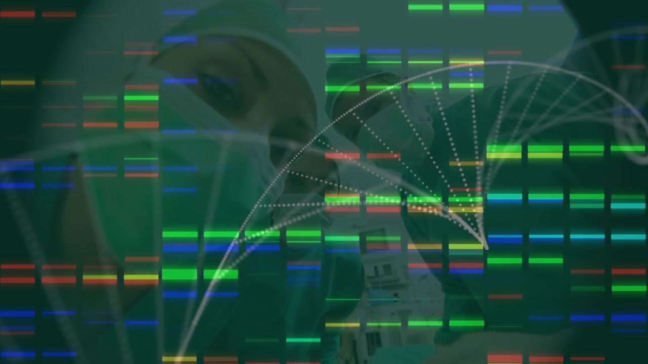 Animação digital mostra o processamento de dados em negócios globais em um fundo azul.