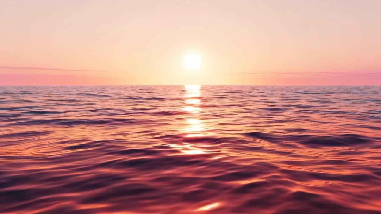 A serene sunset over the ocean, captured from a low-angle perspective