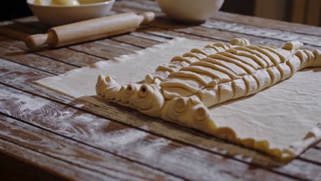 preparing a decorative pastry