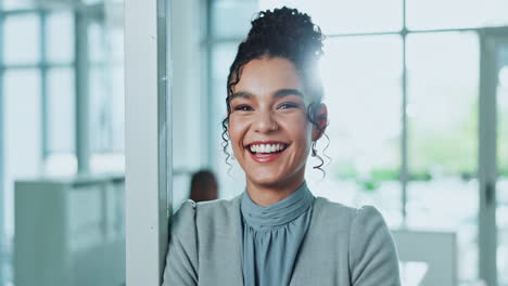professional woman smiling in office