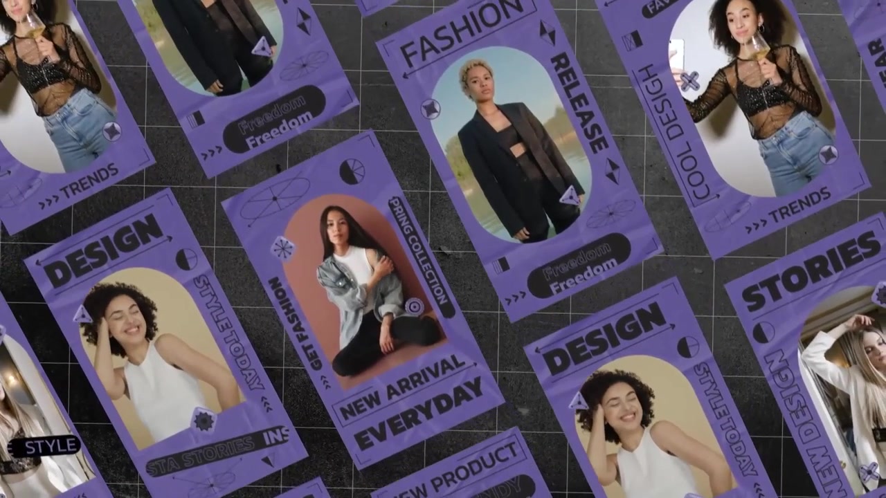Dynamická módní šablona pro příběhy na sociálních sítích s trendy modely