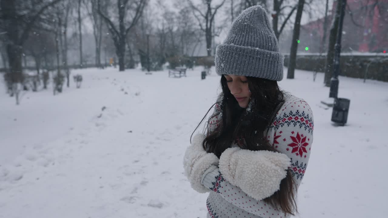 겨울 공원의 여자