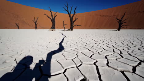 deadvlei: ancient dead trees and cracked earth in namibia's desert landscape