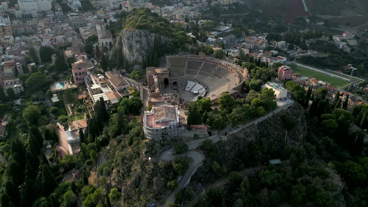 4K Aerial of Sunset in Taormina, Sicily, in July 2025