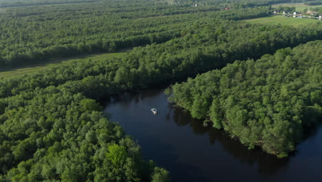 Reveló-Un-Vasto-Bosque-Verde-Cerca-De-Waterstaete-En-Ossenzijl,-Frisia,-Países-Bajos