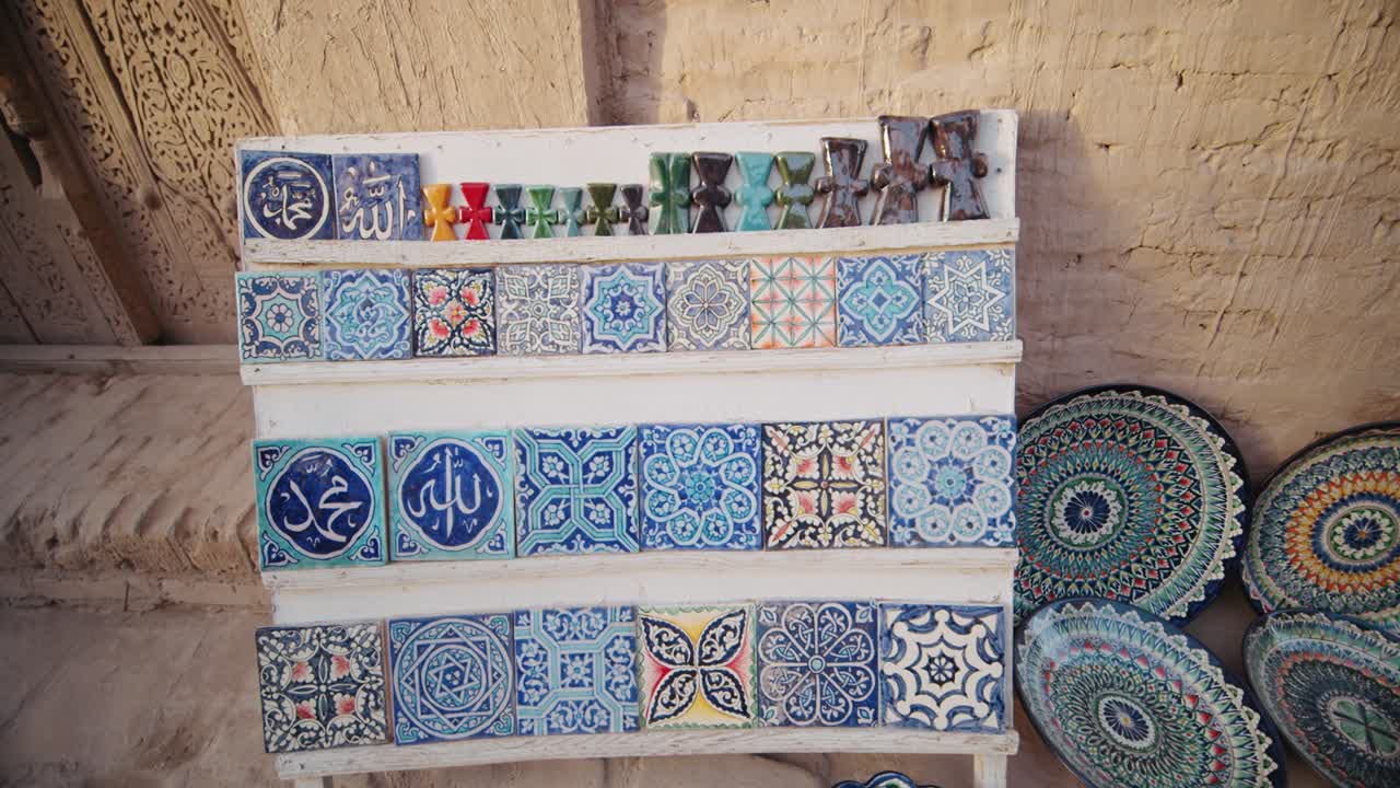 Street vendors in Khiva Uzbekistan Fortress Ichan Kala.