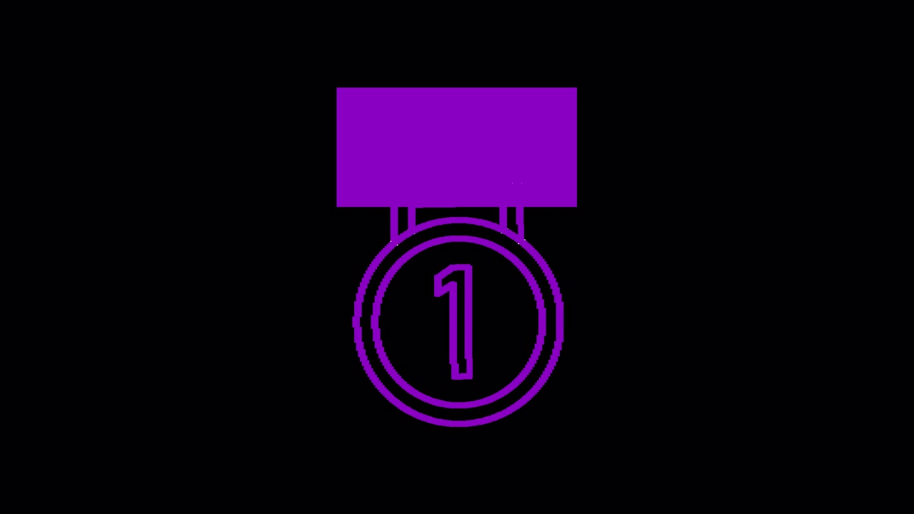 Animated Purple First Place Medal with Number One Appearing