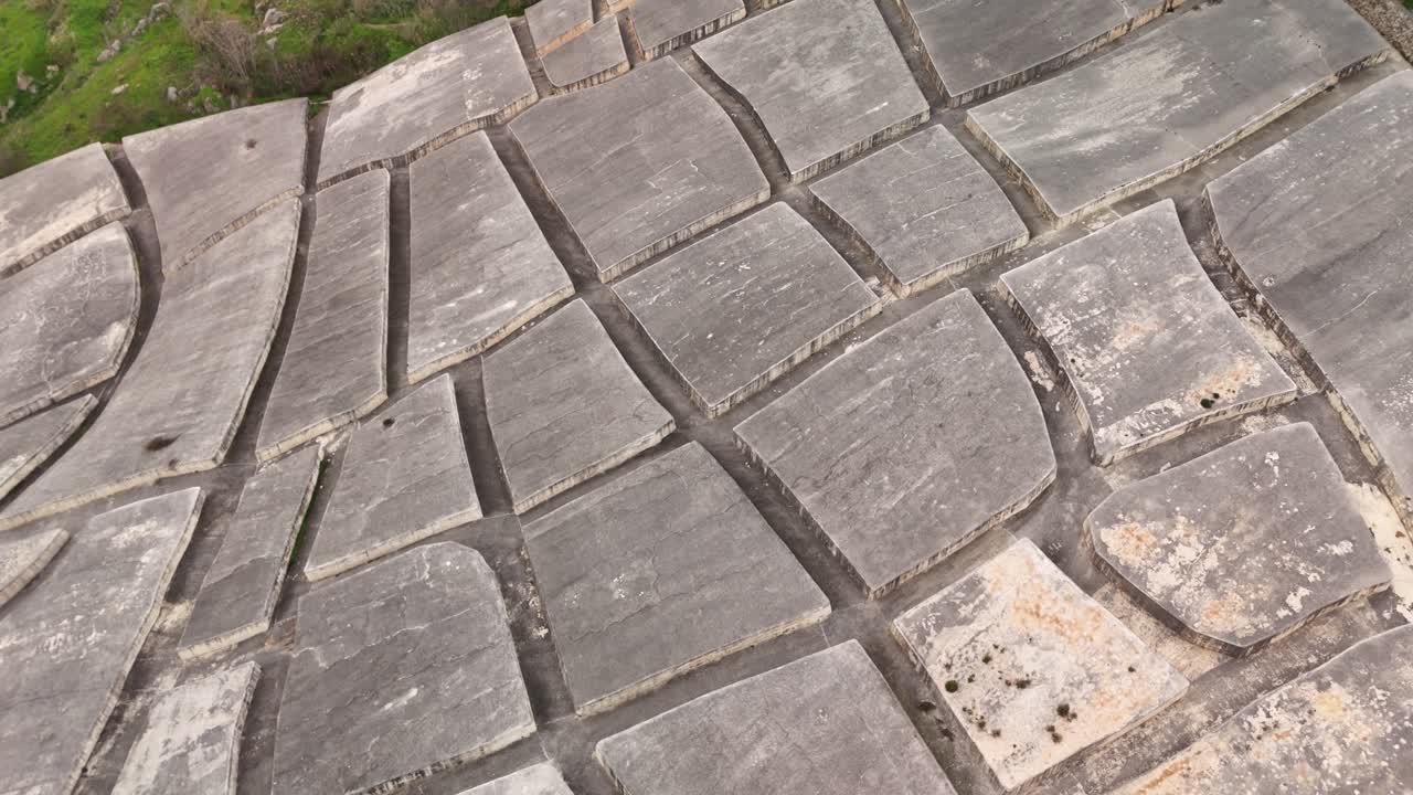 Top view of stone pavement, unique patterned surface outdoors