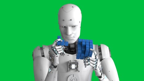 robot jugando al cubo de rompecabezas
