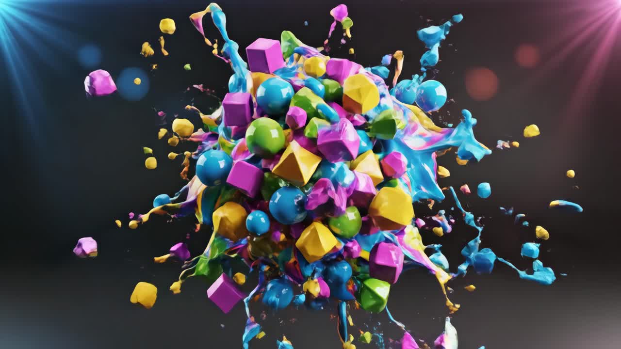 Forme geometriche astratte e colorate in rendering in 3D